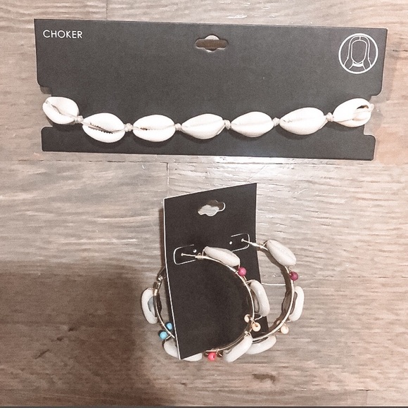 Jewelry - SOLD Cowry shell Choker and Hoop set